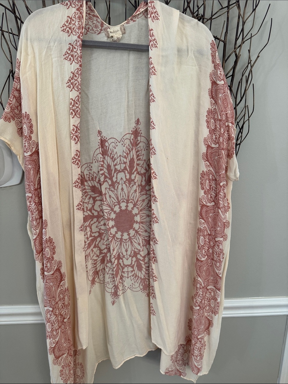 Altair Aerial Cream Kimono with Rose-Mauve Mandala Accents